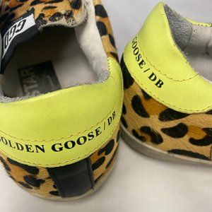 Golden Goose women Brown Sneakers 100% Leather Leopard Print Trainer Shoes